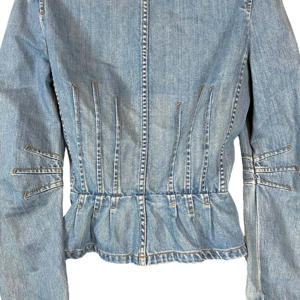 Vintage Marc Jacobs Cropped Peplum Denim Jacket - Image 9