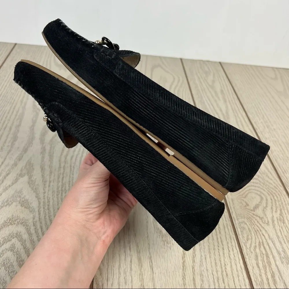 Jack Rogers Millie Bow Moccasin Flats 9B Black Corduroy Suede $128 in box - Image 6