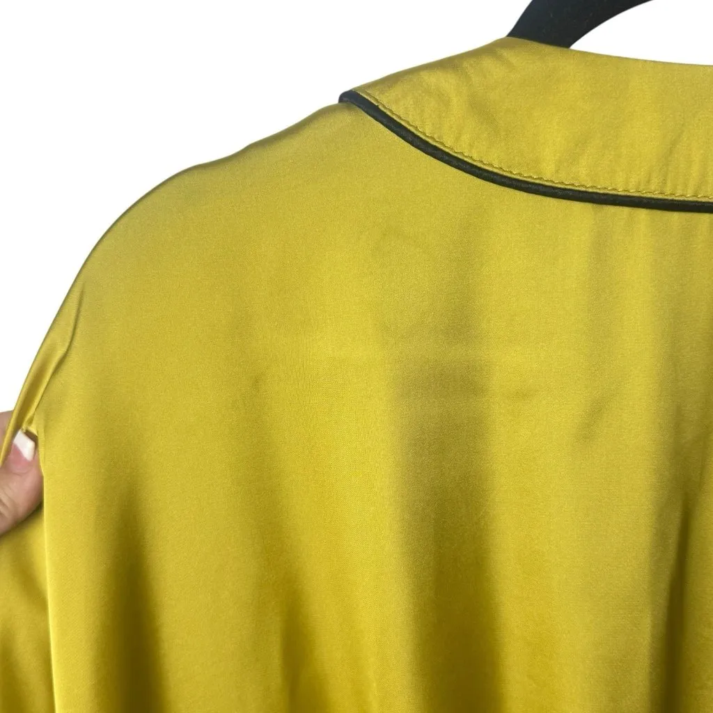 Ruyi Chartreuse Satin Batwing Tie Front Kimono Festival Fairy Whimsical Boho OS Yellow Size undefined - Image 8