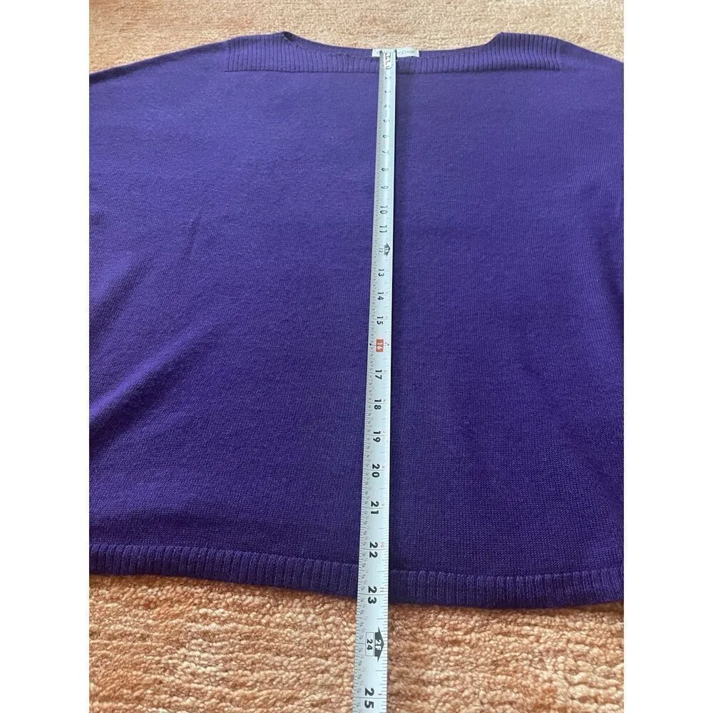 Coldwater Creek Purple Wool Blend Boatneck Cropped Sleeve Sweater Size 10-12 /M - Image 4
