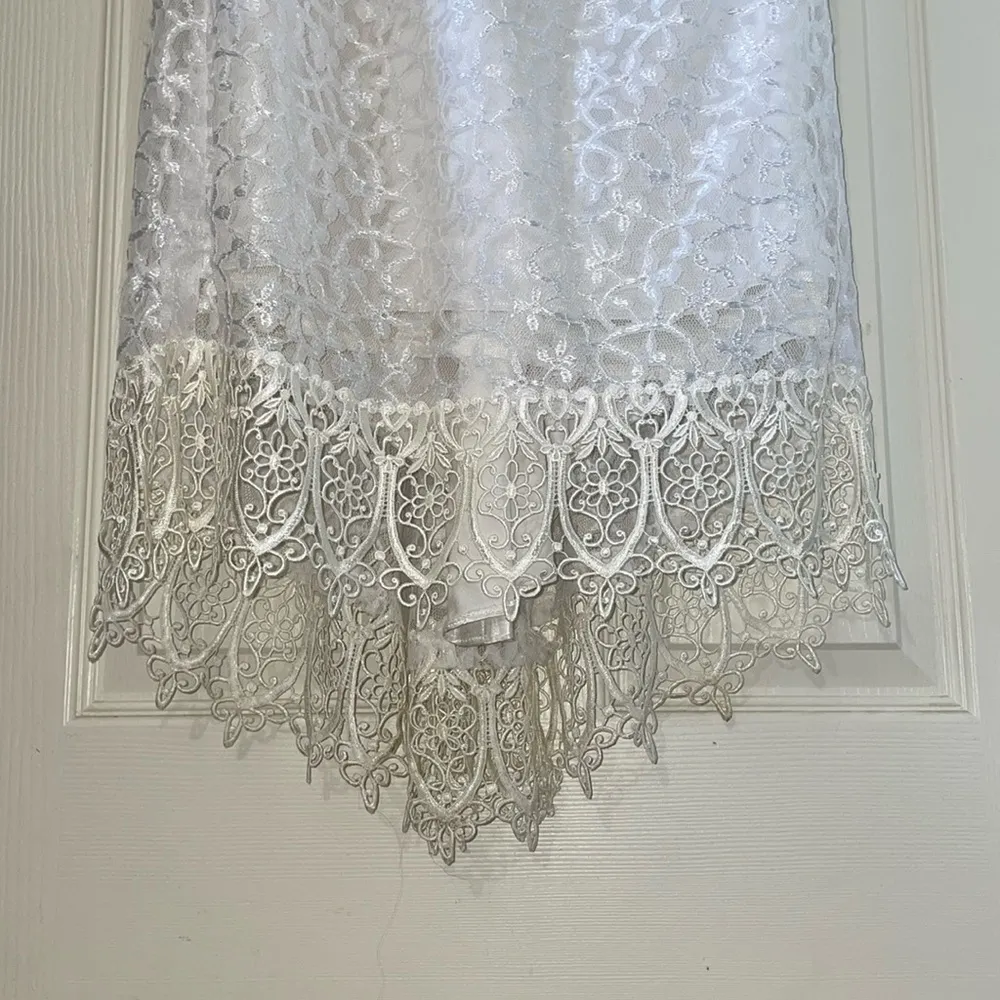 Jessica McClintock Bridal white lace maxi dress gown Size 12 - Image 3