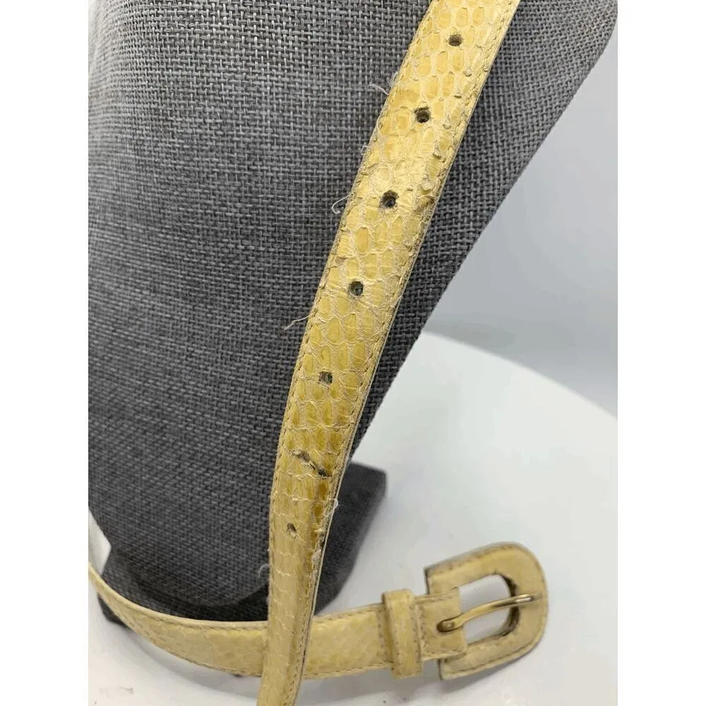 Vintage Yellow Snake Skin Belt Yellow - Image 6