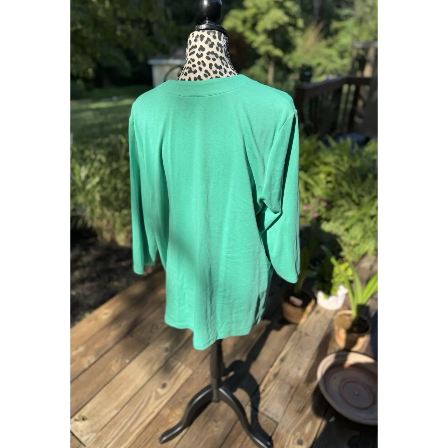 Appleseed’s Cardigan Women's XL Green Button Up 95% Cotton Minimalist Grannycore - Image 2