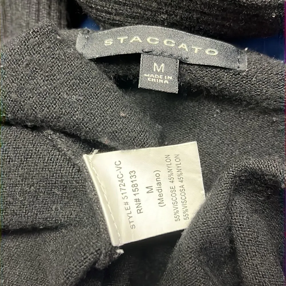 STACCATO Pullover Crewneck Black Tunic Sweater- Medium - Image 5