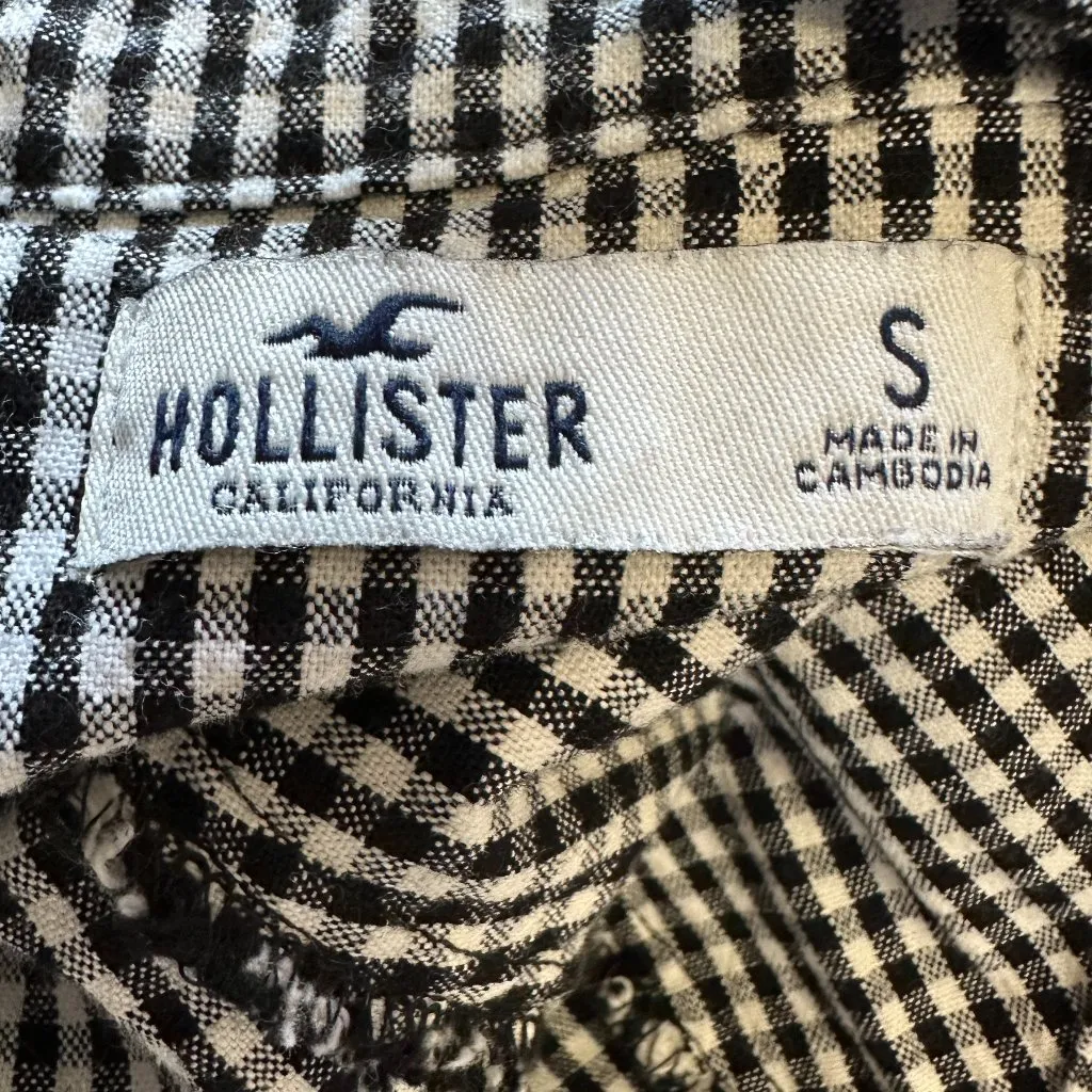 Hollister Womens Sleeveless Gingham Mini Dress  Size Small Black and White - Image 6