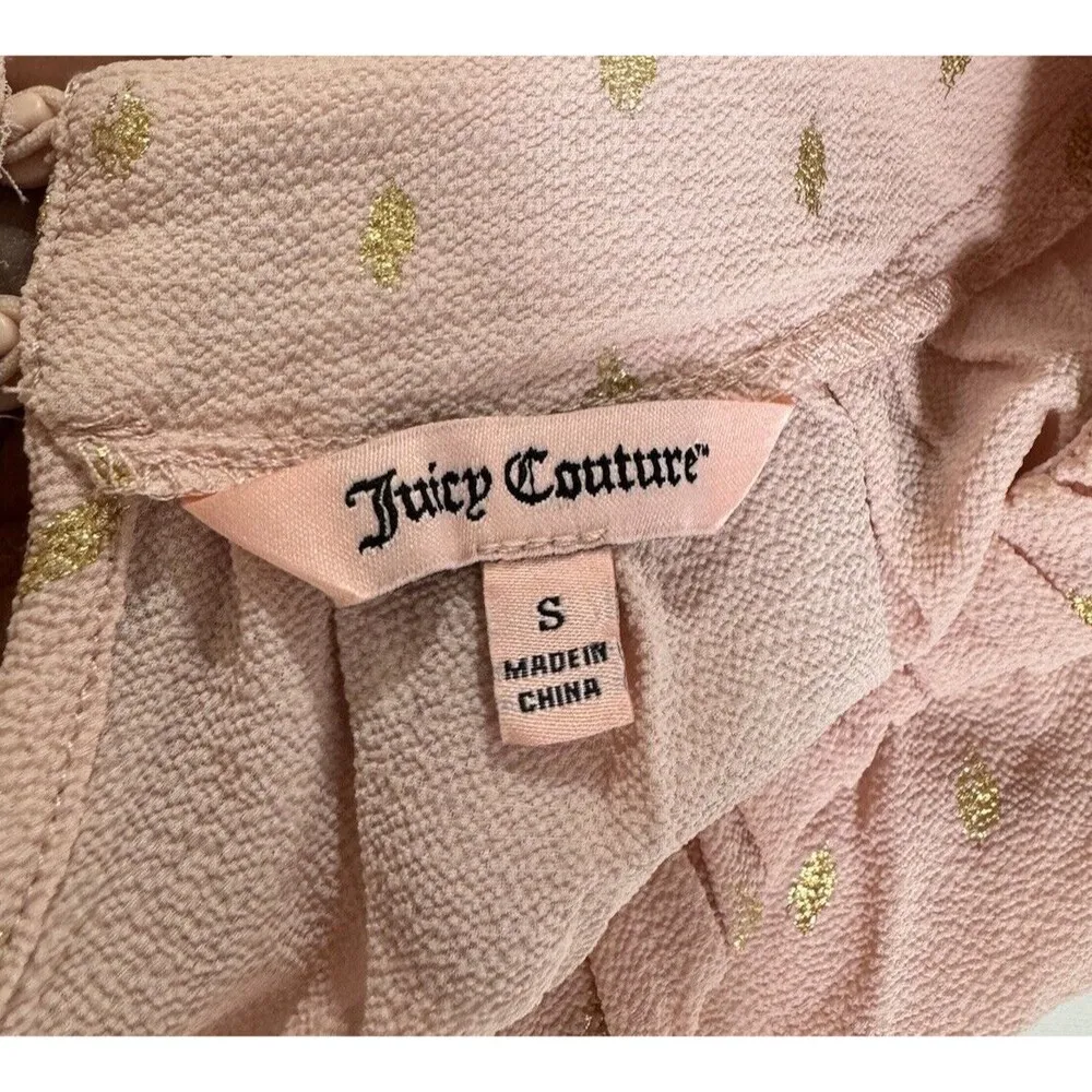 Y2K Juicy Couture Pleated Pink Gold Pokar Dot Keyhole Metallic Ties femininity-S - Image 5