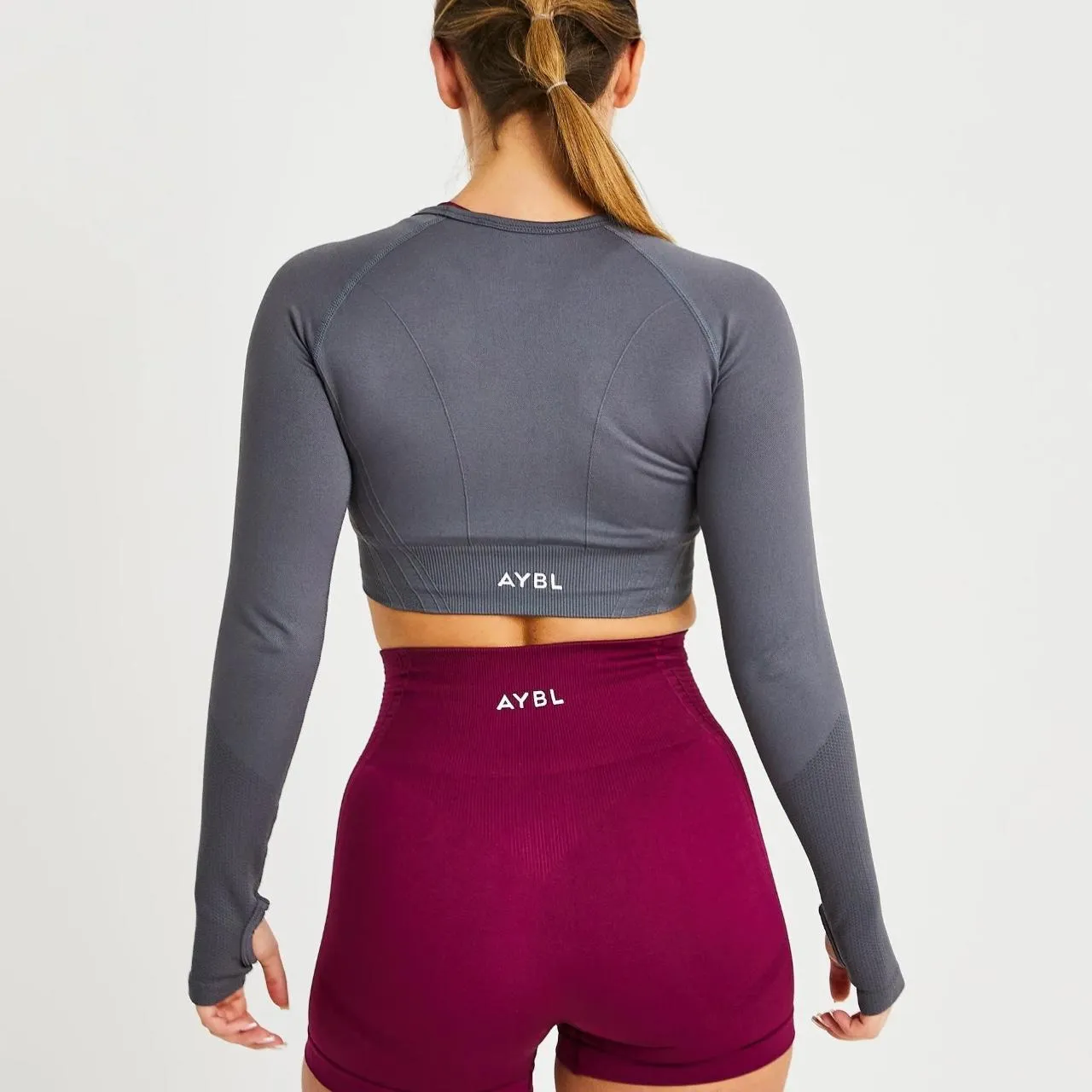AYBL Gray Long Sleeve Crop Top - Image 2