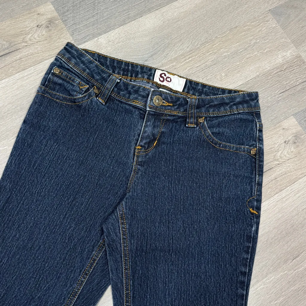 SO Juniors Y2K Vintage Low Rise Straight Leg Skinny Jeans Blue Size 3 - Image 4