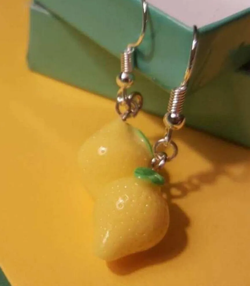 NWT! 3D Lemon Fruit Shaped Cute Earrings 1 Pair NEW Yellow - Image 6