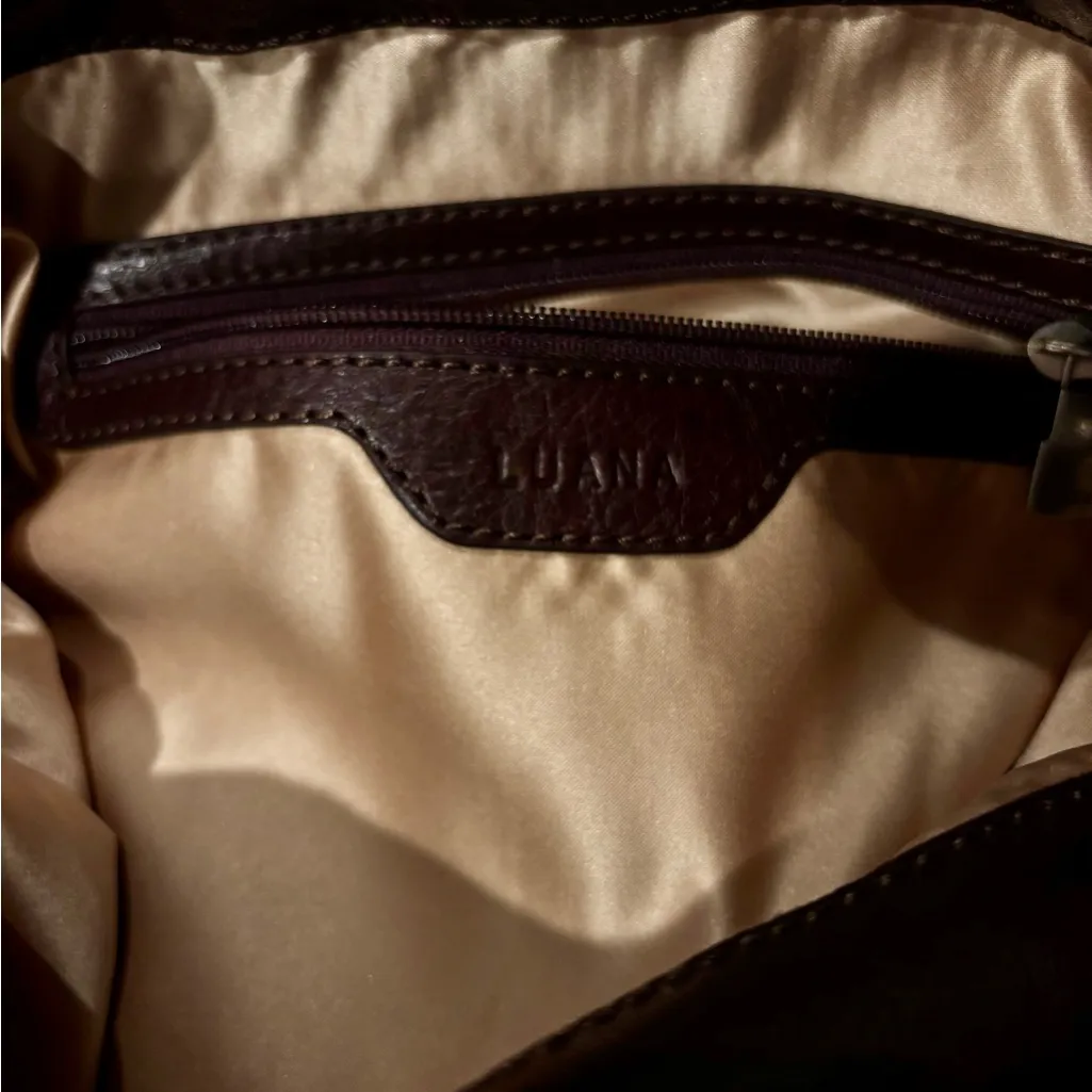 LUANA Brown Supple Leather Shoulder Crossbody Tote Bag w/Braided Western Details - Image 7