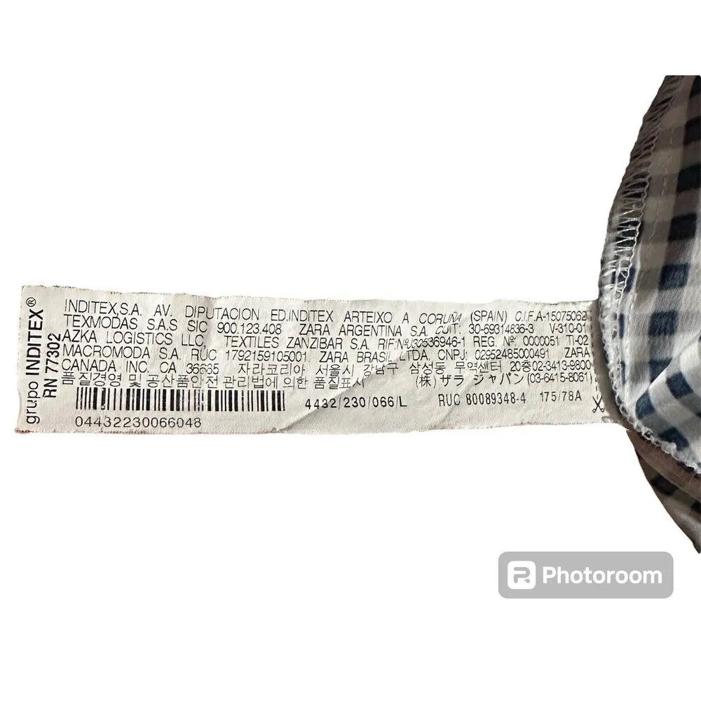 Zara Trafaluc Navy White Gingham Checkered Wideleg Cropped Pant Size Small - Image 5