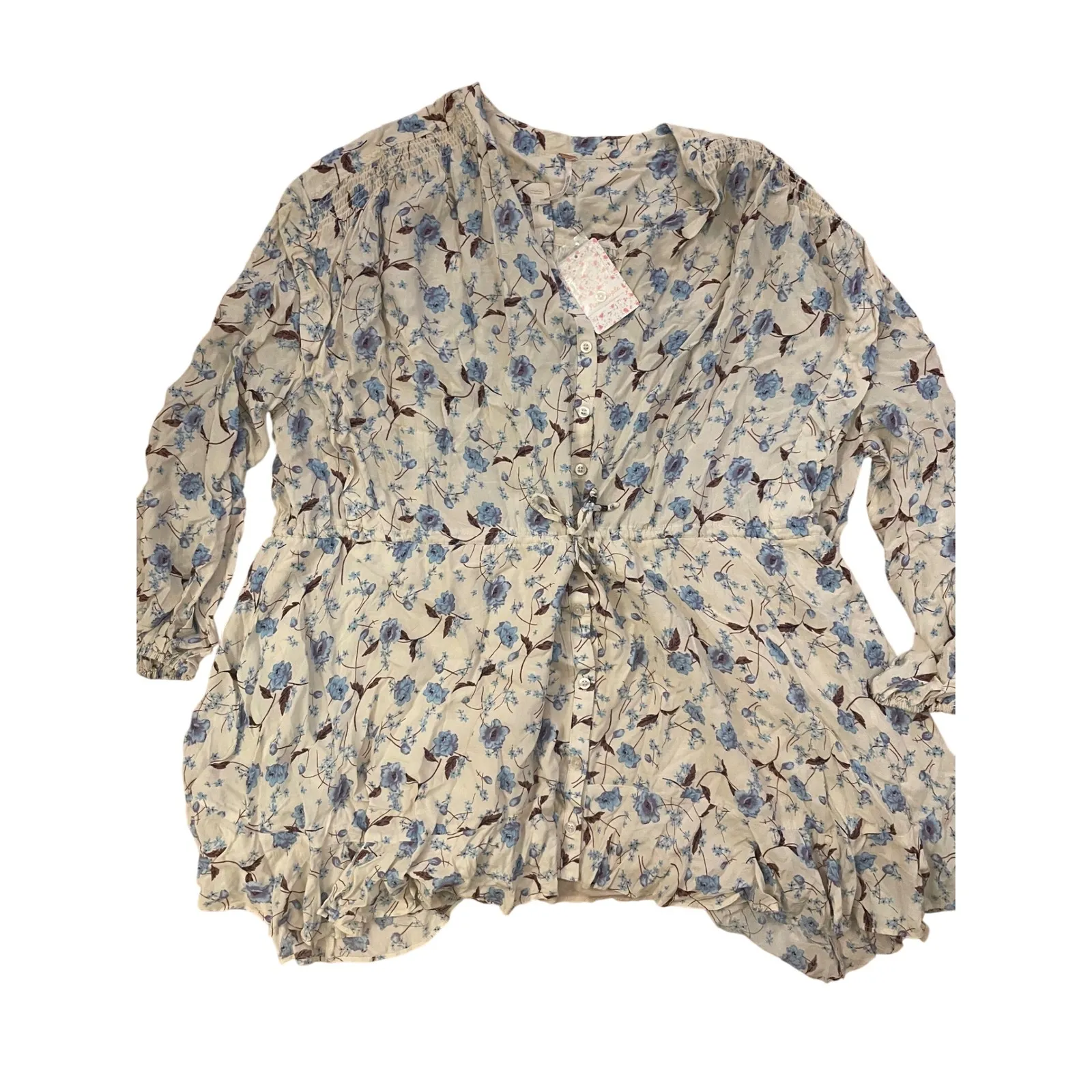 NWT Free People Dress Sz M Mini Flower Fields Ivory Floral Long Sleeve Boho $128 - Image 3