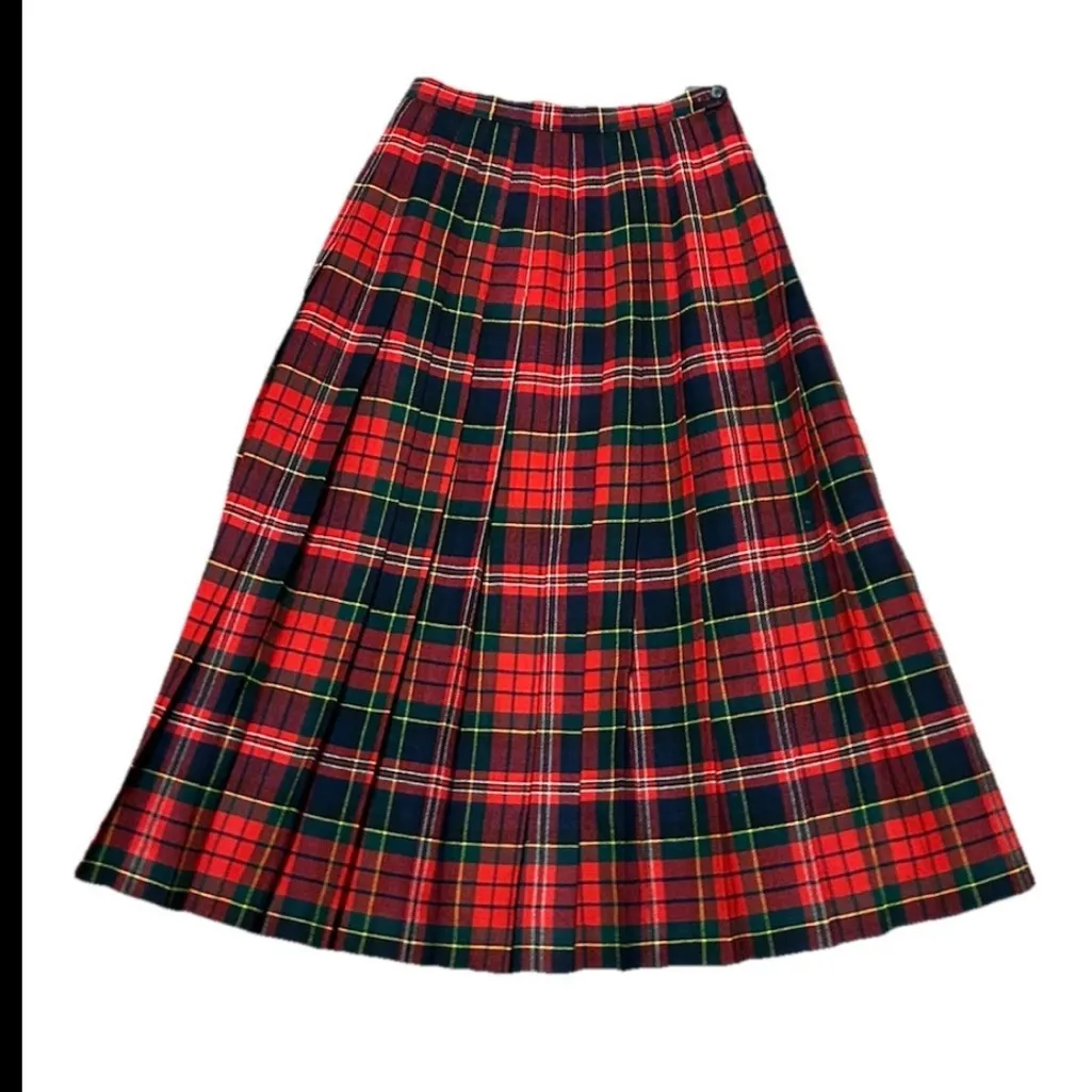 Vtg Brooks Brothers Skirt Size 6!Red Plaid Tartan Wool Scotland Preppy Academia - Image 5