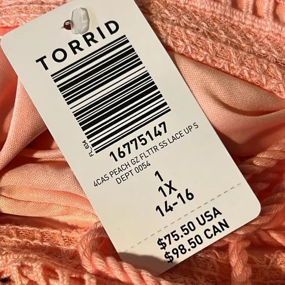 Torrid Peach Mini Gauze Lace-Up Skater‎ Mini Spring Dress Size 1X NWT - Image 5