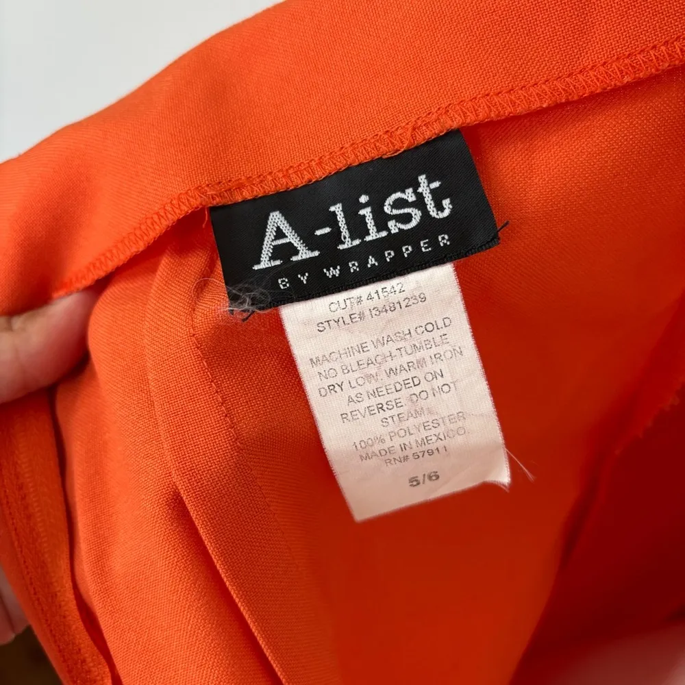 Vintage 90s Solid Orange Sleeveless Sheath Dress - Image 8