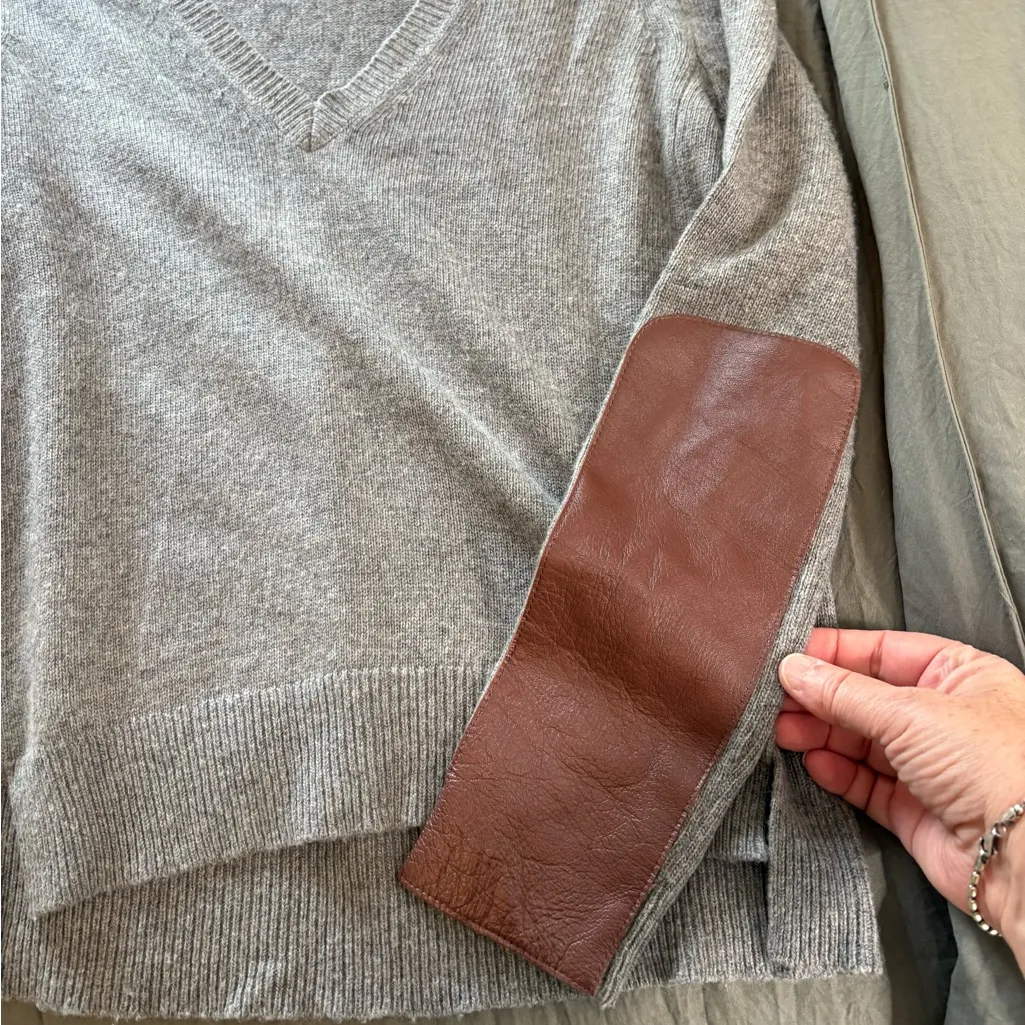 J. Crew Wool Blend Leather Arm Patch Sweater. Size XS. - Image 9