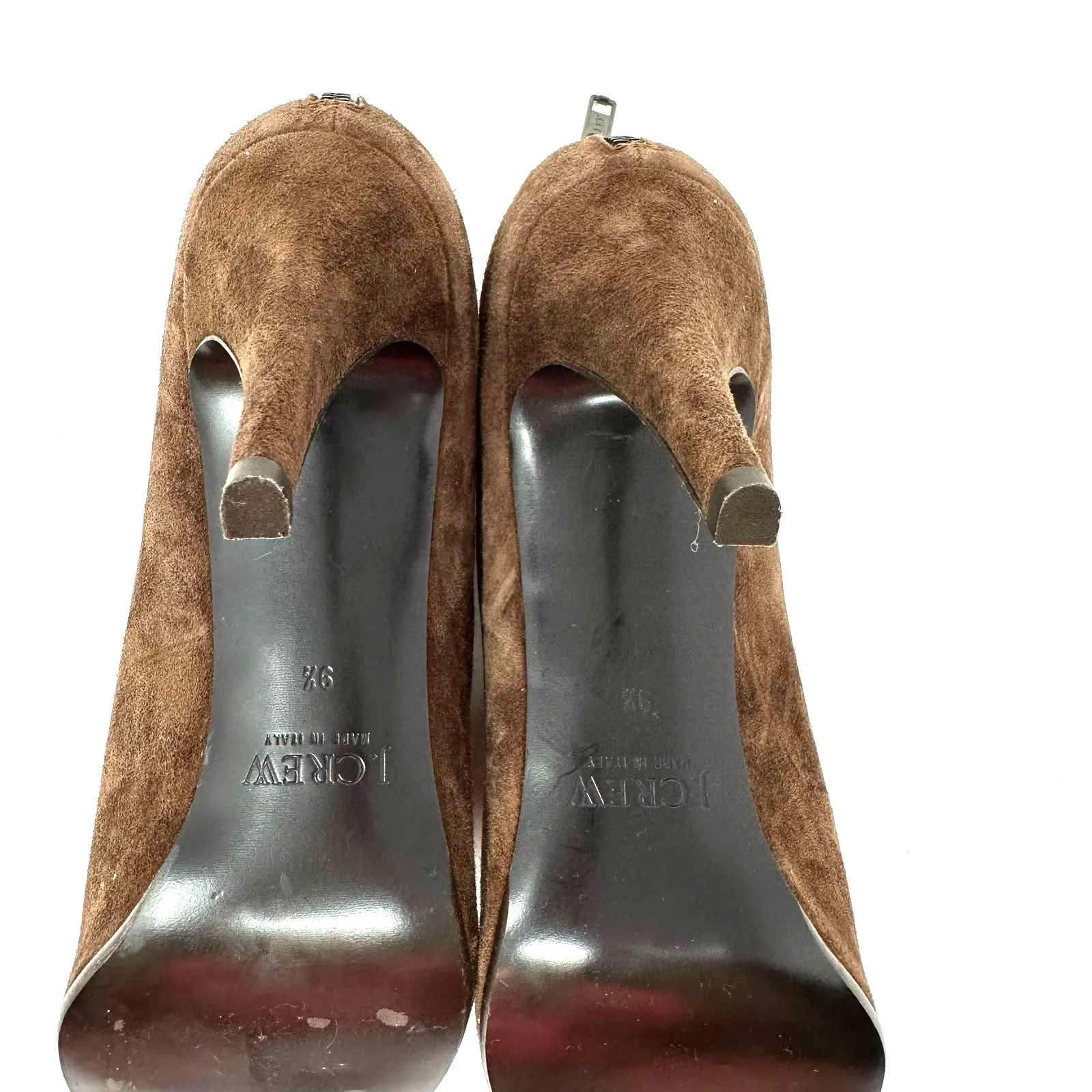 J. Crew size 9.5 heeled booties brown suede leather made‎ in italy 28668 - Image 7