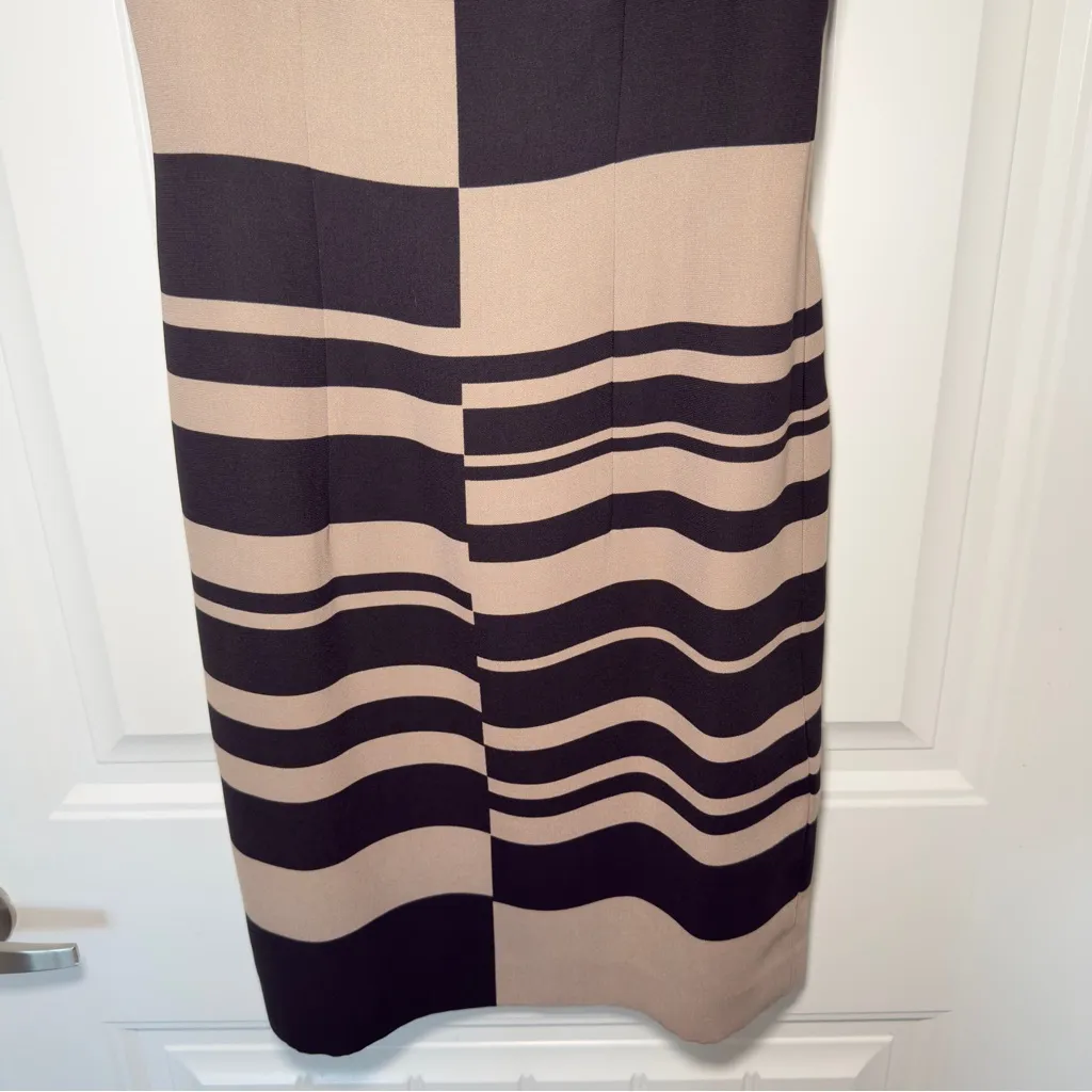 Banana Republic 0 Tan Black Color Block Sheath Career Business Dress Zipper Back - Image 5