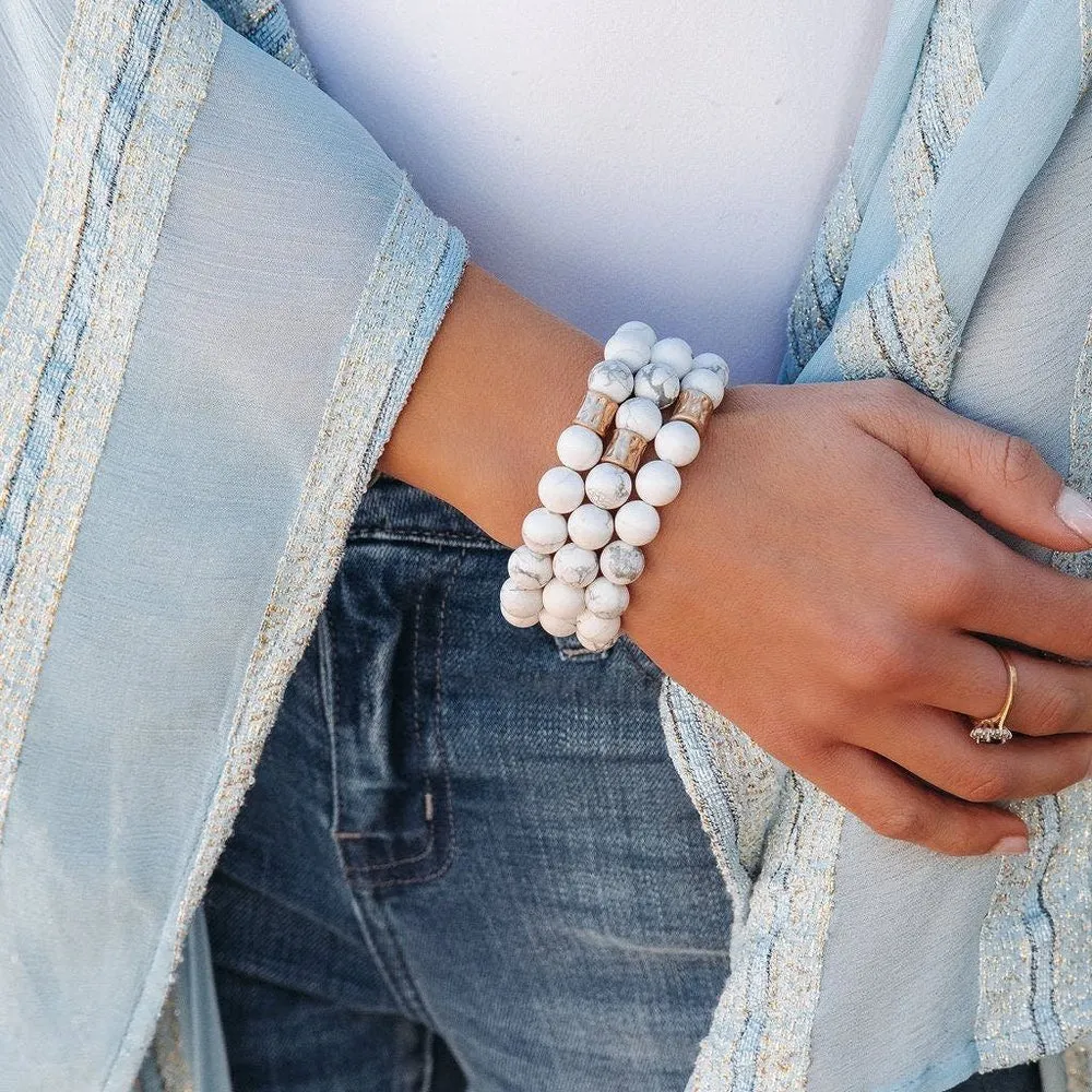 KARMA BEADED BRACELET - WHITE HOWLITE - Image 2