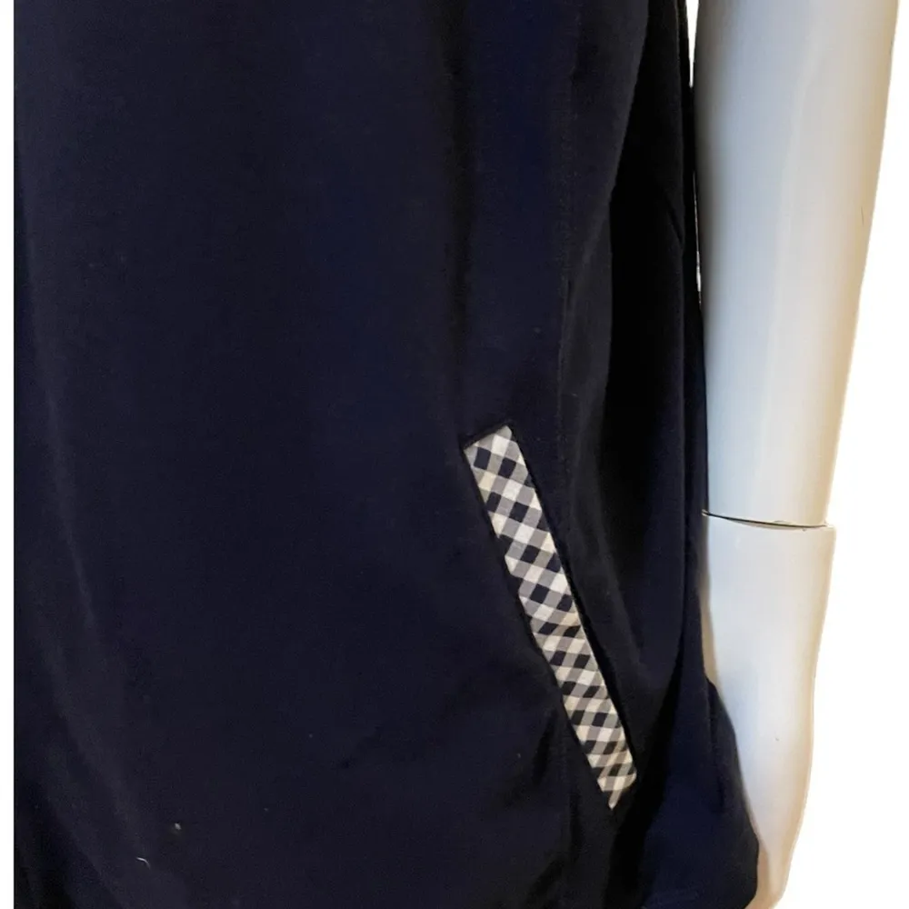 Talbots Gingham Blue White Front Pockets Zipper Vest 3X - Image 4