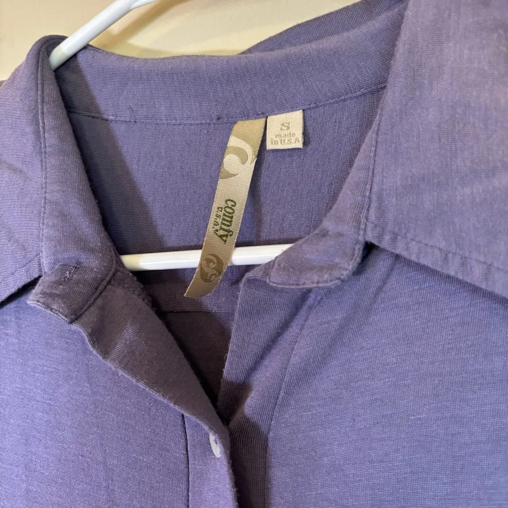 Comfy USA Women's long sleeve pajama collared dress button down lavendar Small Purple - Image 5