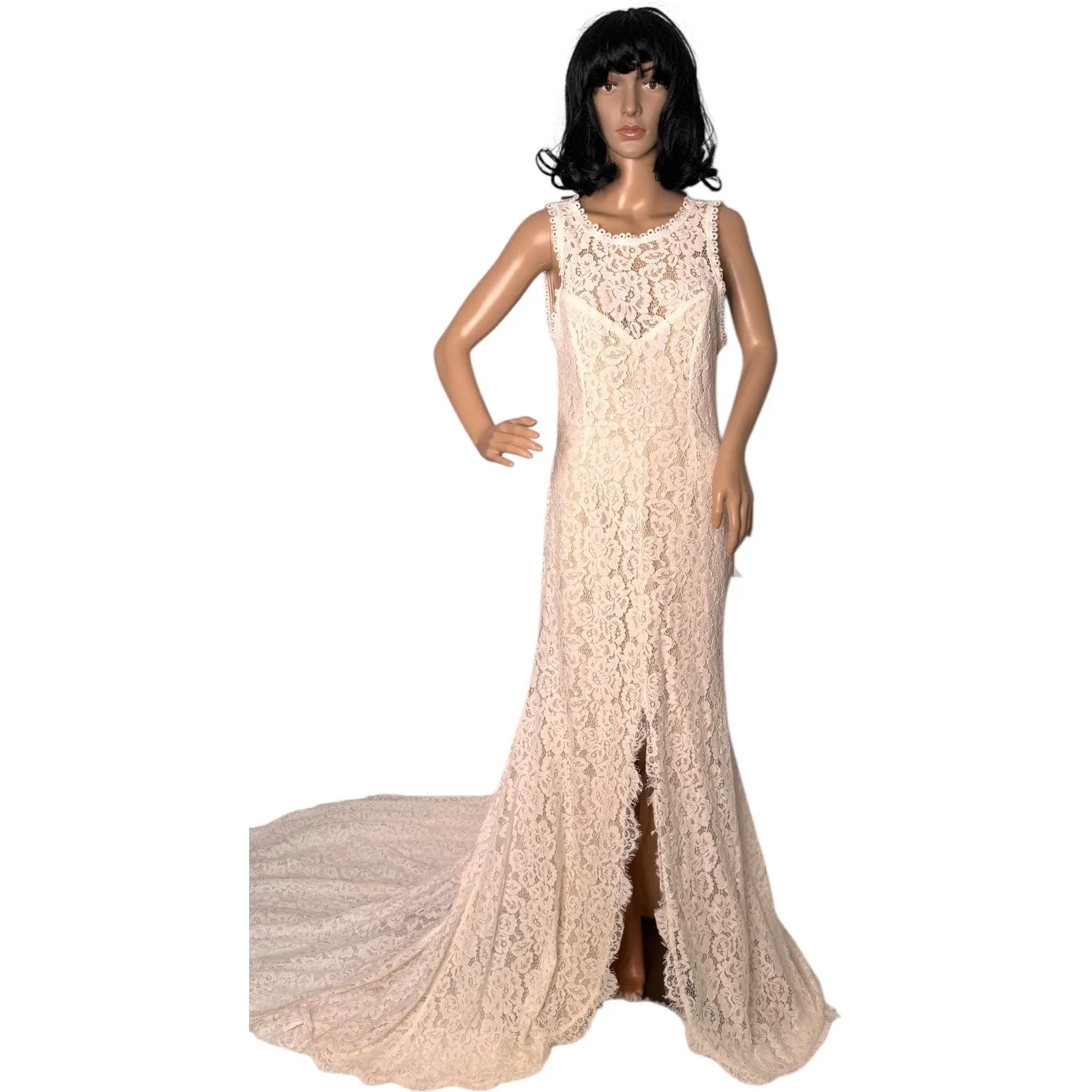 Lulus XL Ivory Lace Open Back Bridal Gown With Train NWT - Image 15