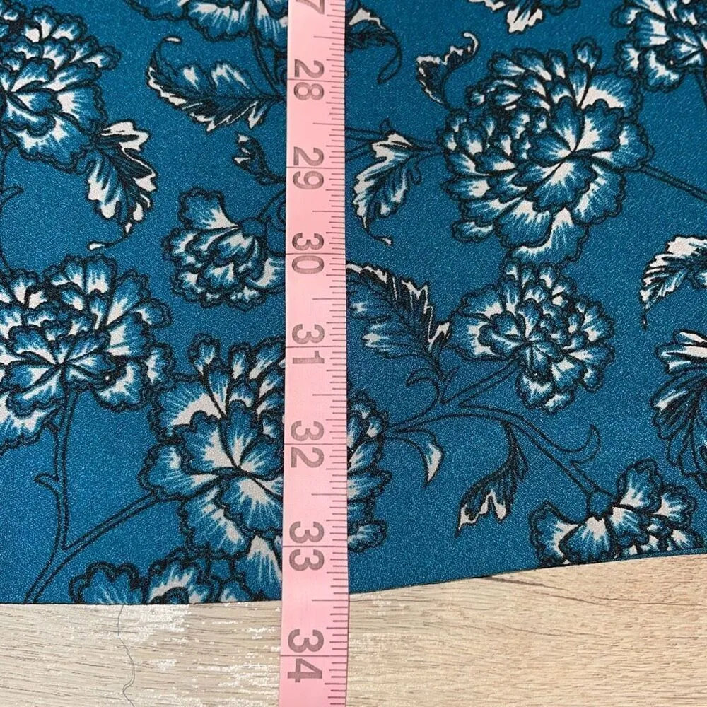 Banana Republic Womens Floral Buttoned Long Sleeve Mini Shift Dress Teal Green S - Image 9