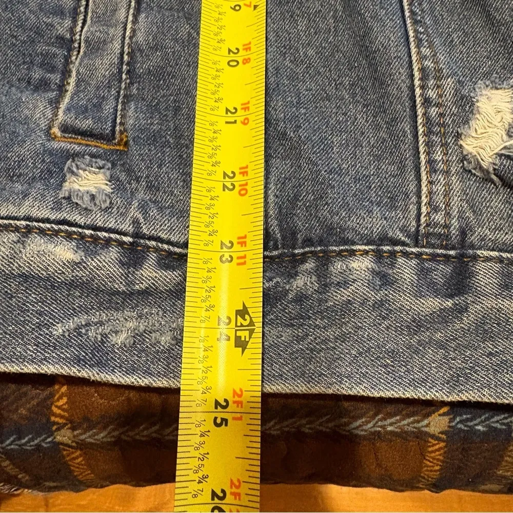 Wax Jean Floral Embroidered distressed jacket size L Blue Size L - Image 8