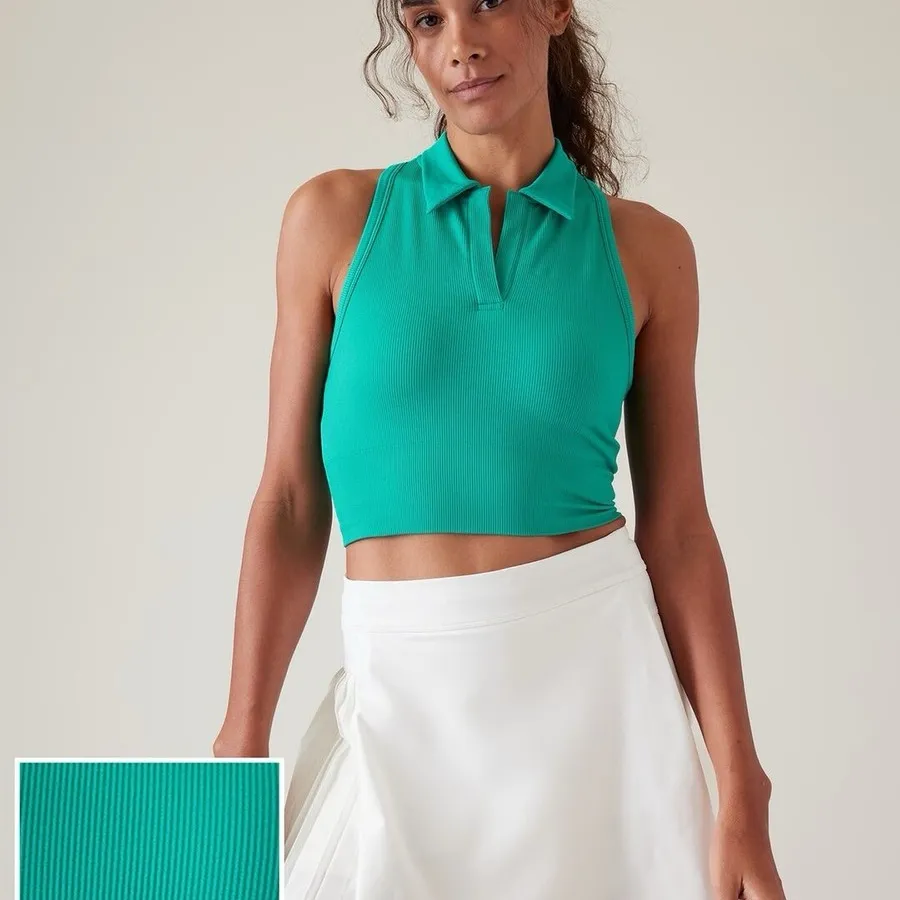 Athleta Aurora Seamless Crop Polo Tank M - Image 4