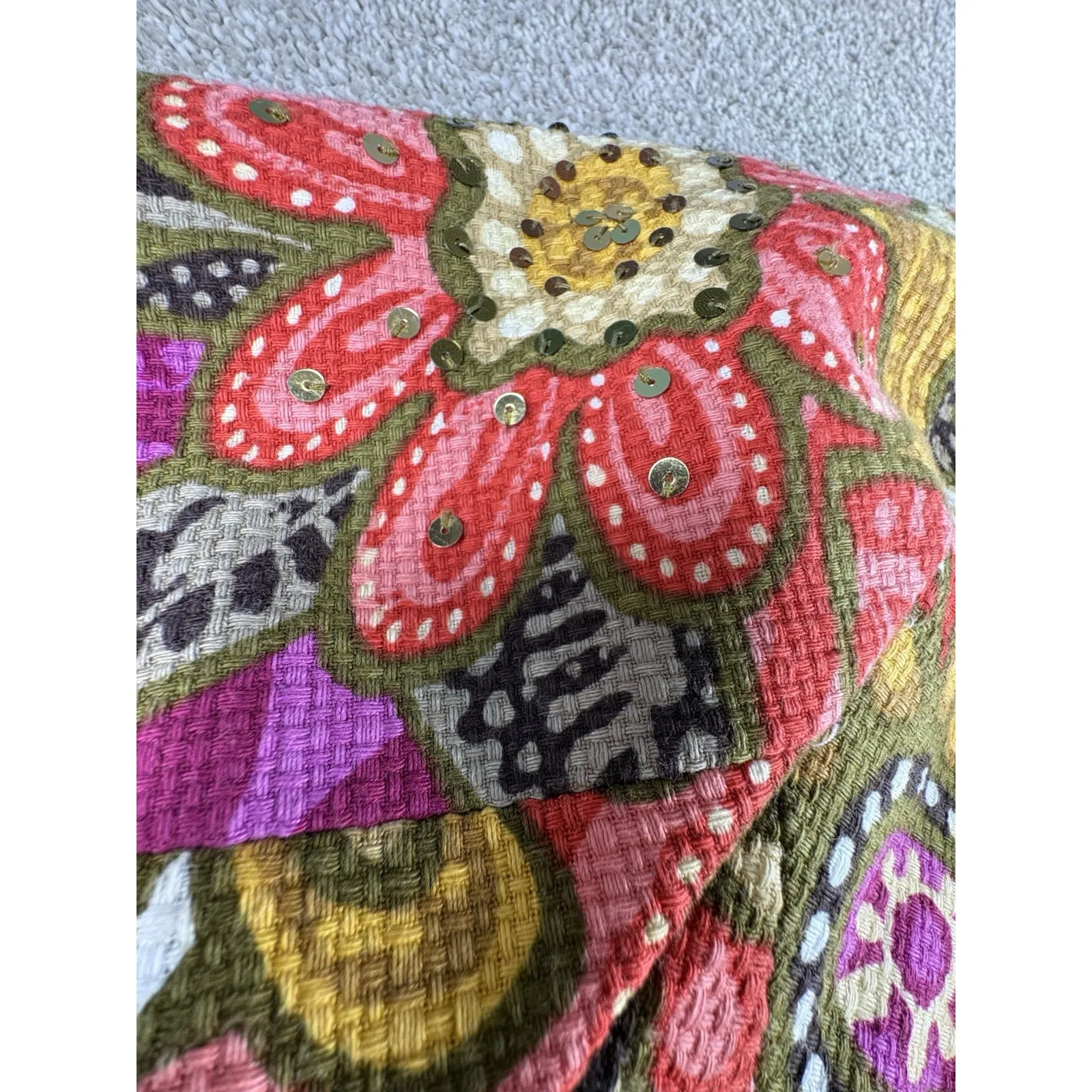 Laura Ashley Womens 3X Boho Floral Tapestry Jacket Lined Sequin Embellished - Image 12