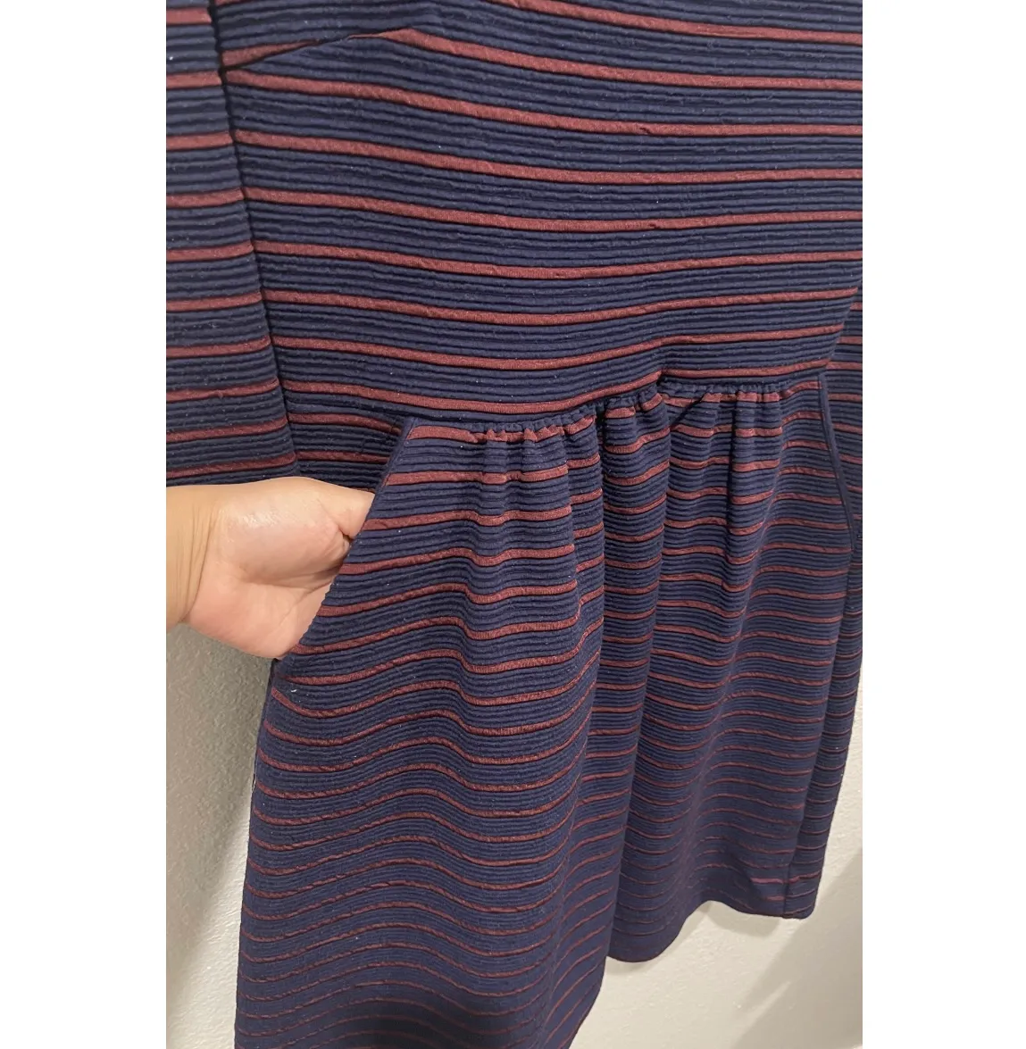 Anthropologie MAEVE Bi Motif Stripe Mini Flare Dress  - Image 3