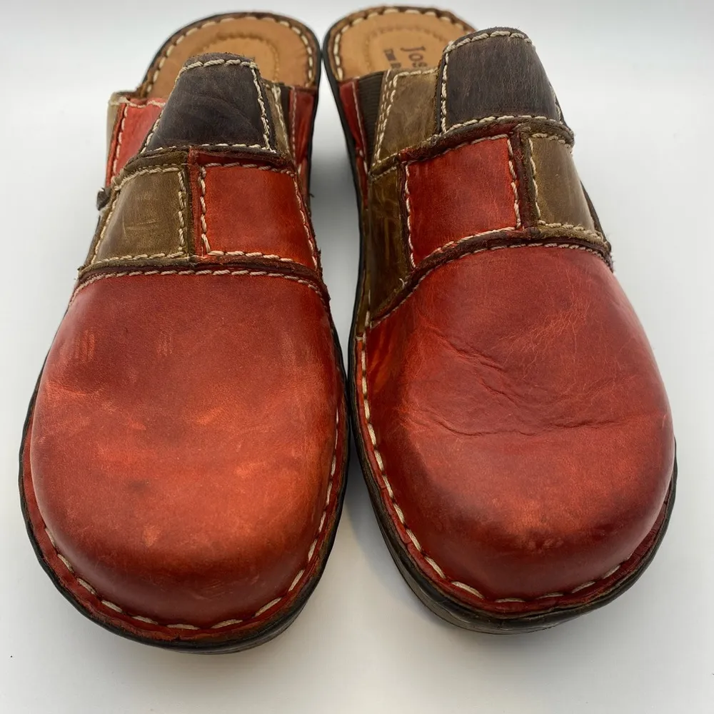 Josef Seibel Rebecca orange and brown patch leather clog, new. Size 37 or 6 - Image 7