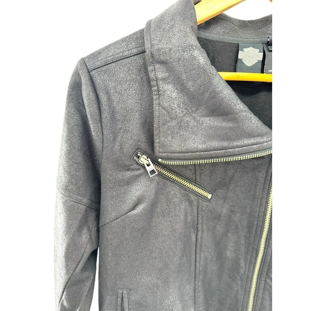 Harley-Davidson Women's Asymmetric Coated Ponte Biker Jacket, 97580-16VW. MEDIUM - Image 5