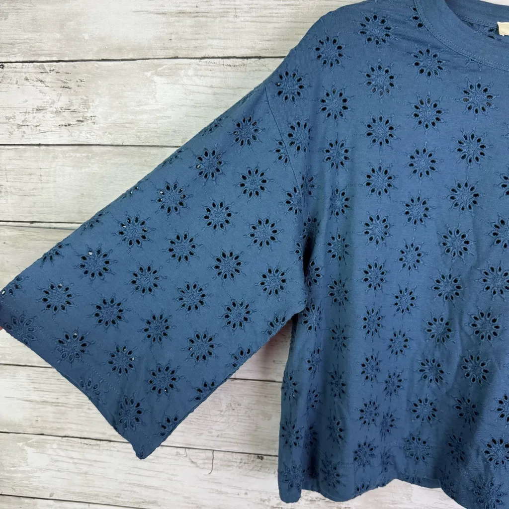 Madewell Embroidered Wide-Sleeve Boxy Tee Sunfaded Blue Size XS - Image 4