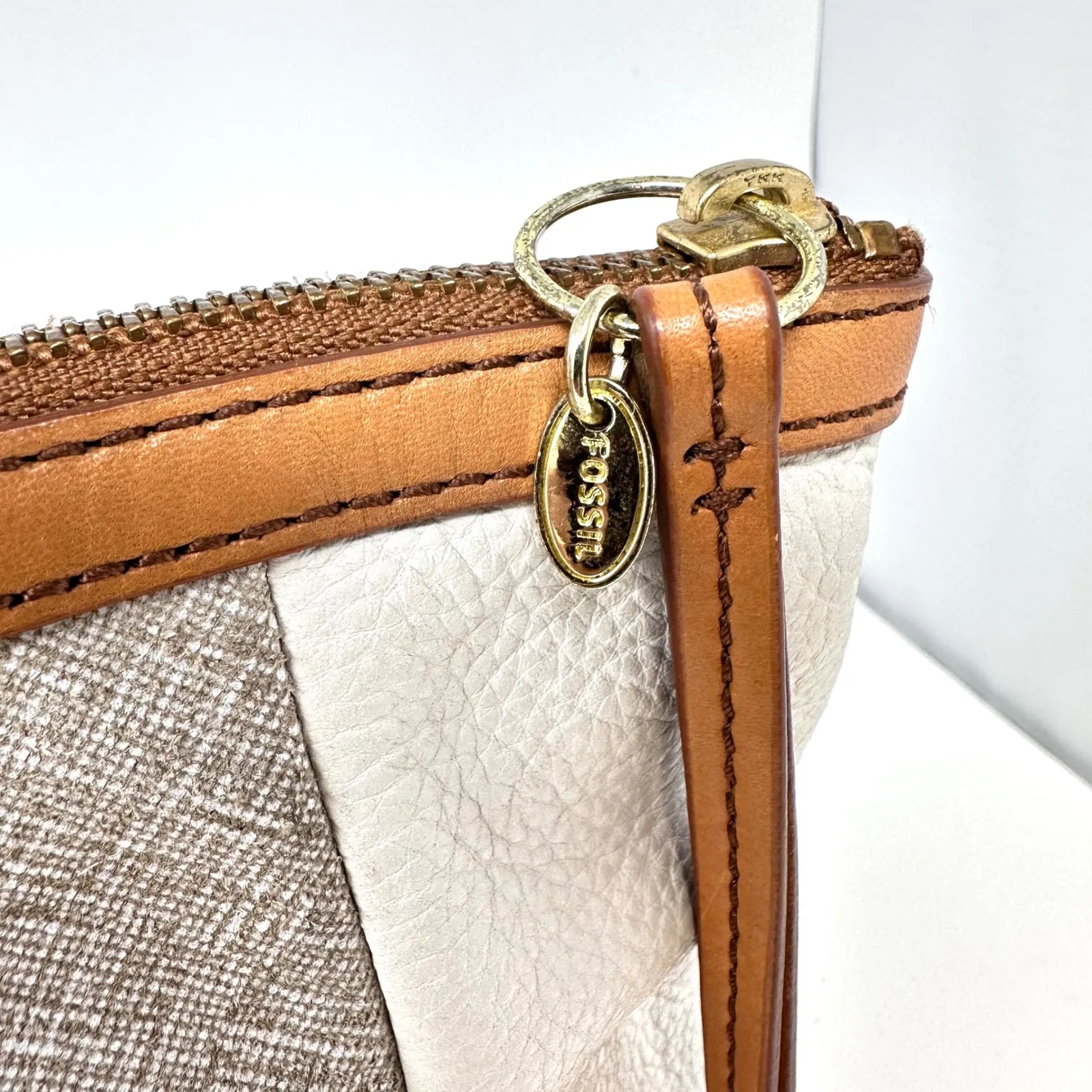 Fossil Sydney Color Block Tote Ivory‎ & Tan - Image 2