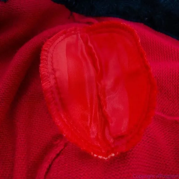 Vintage Berek Christmas cotton blend‎ Faux fur collar beaded red ugly sweater Red Size L - Image 16