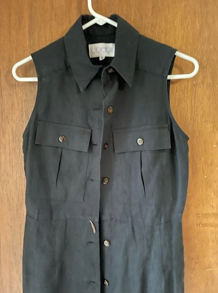 90s Oberon linen midi dress Black - Image 3