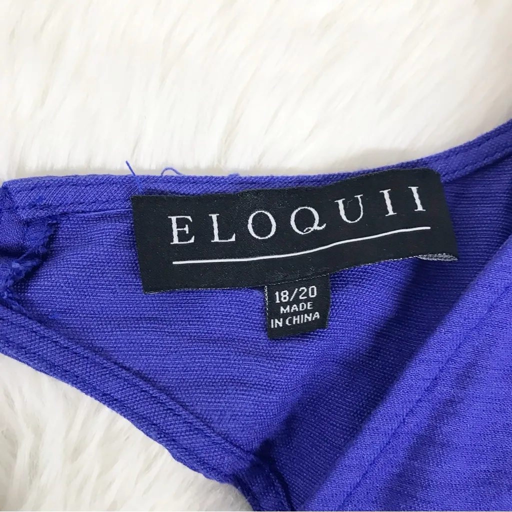 ELOQUII Blue Purple Tie Back Babydoll Mini Dress Cutout Puff Sleeve Size‎ 18 20 - Image 6
