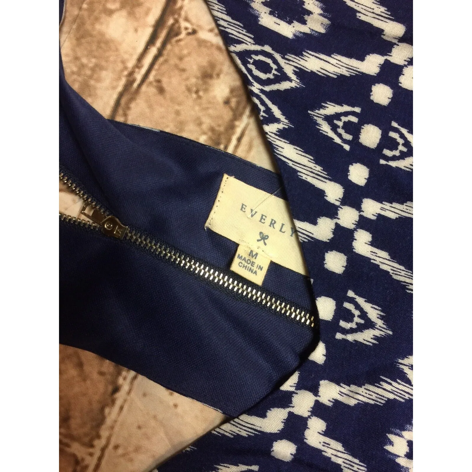 EVERLY Navy‎ Blue White Sun Dress Halter Back Medium M Sleeveless - Image 4