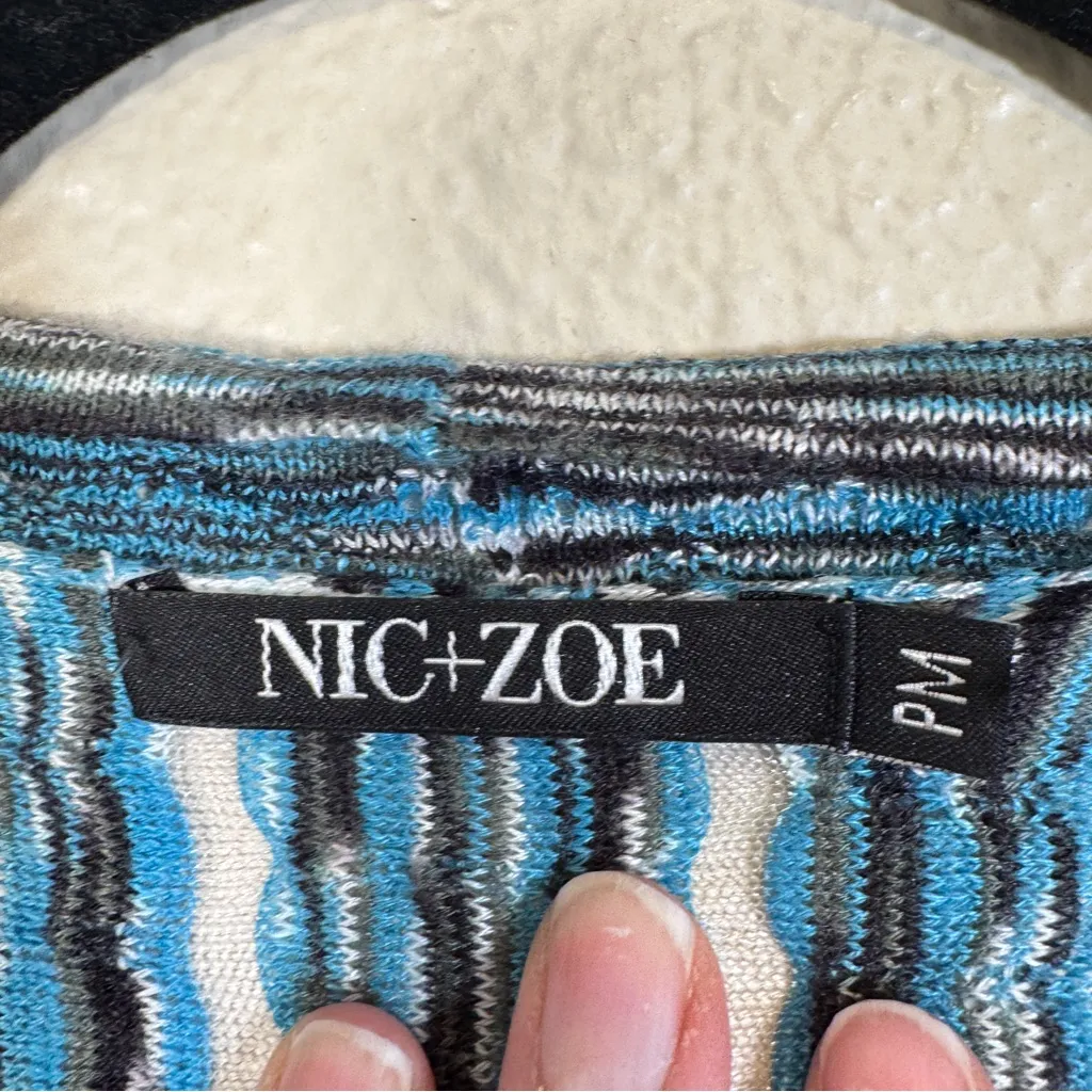 Nic & Zoe Blue Linen Blend Open Front Cardigan Sweater Womens MP Fall Casual - Image 8