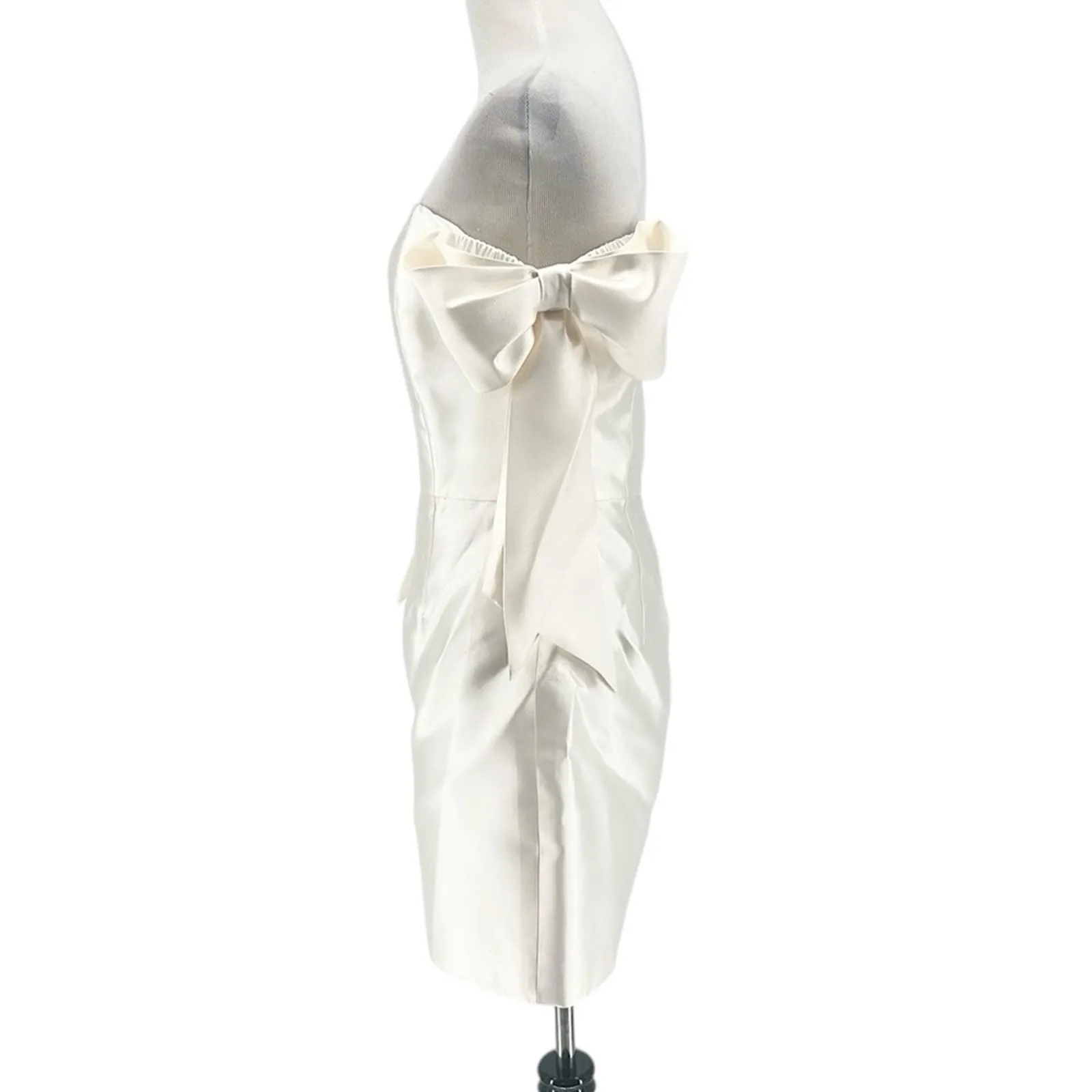 Alexia Maria Isabella Dress Bridal Wedding Silk Arm Bow Tie Mini White Size 8 - Image 7
