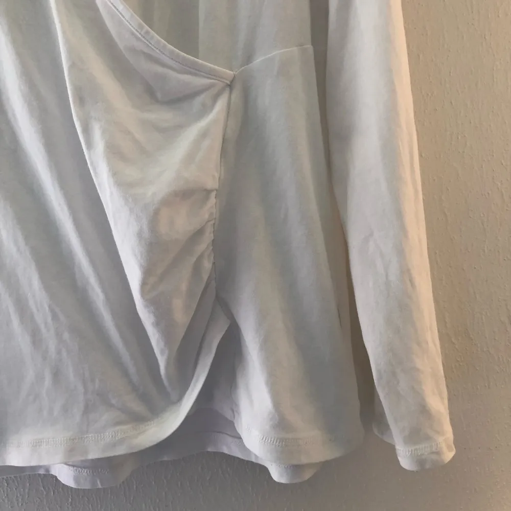 Soft Surroundings Hooded Top Knit Wrap Criss Cross GUC White L? See Measurements - Image 3