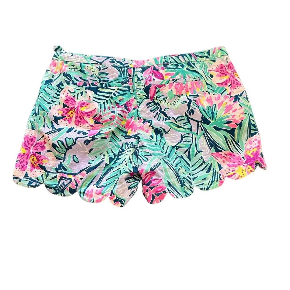 LILLY PULITZER MAGNOLIA SCALLOP HEM  MULTI SLAT HOUSE SOIREE PINK BLUE SHORTS 8 - Image 2