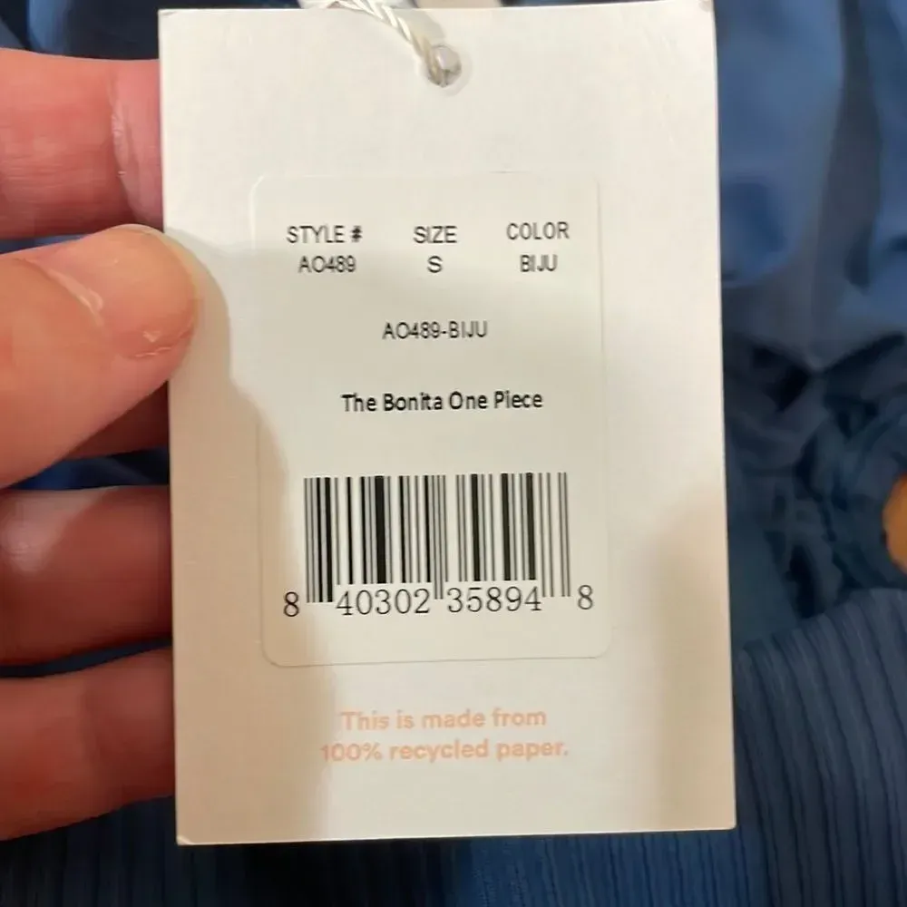 Andie The Bonita‎ One Piece Swimsuit Rib Bijou Blue size S  NWT - Image 5