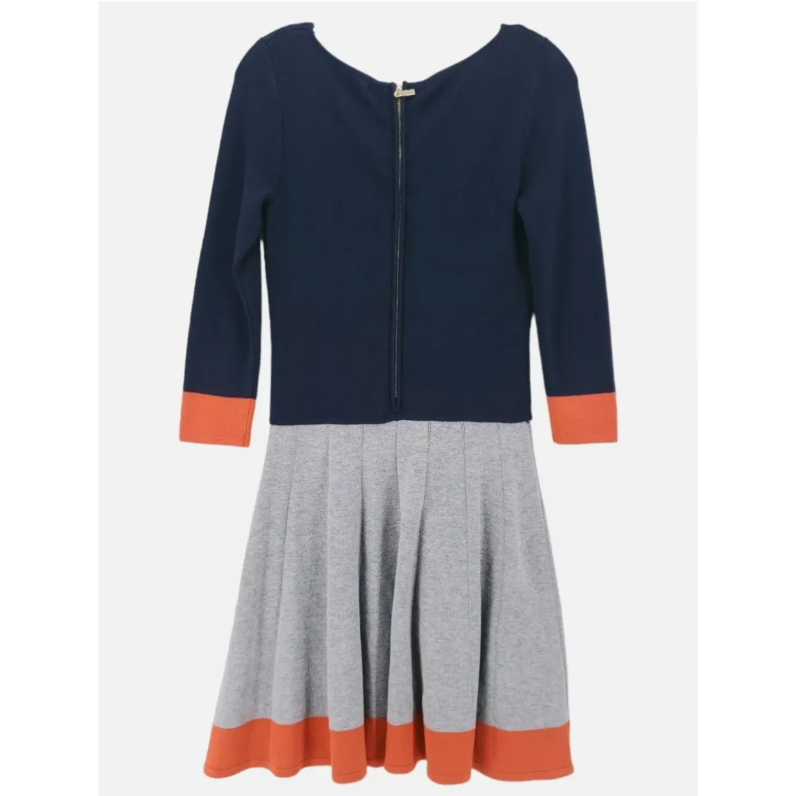 ELIZA J Women's Sweater Dress MEDIUM Colorblock Fit & Flare Navy Blue Grey - Image 3