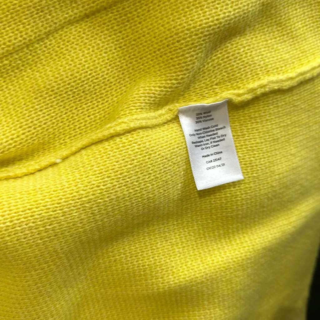 NWOT Talbots  Sweater CardiganYellow Wool Blend Open Front Pockets - Image 7