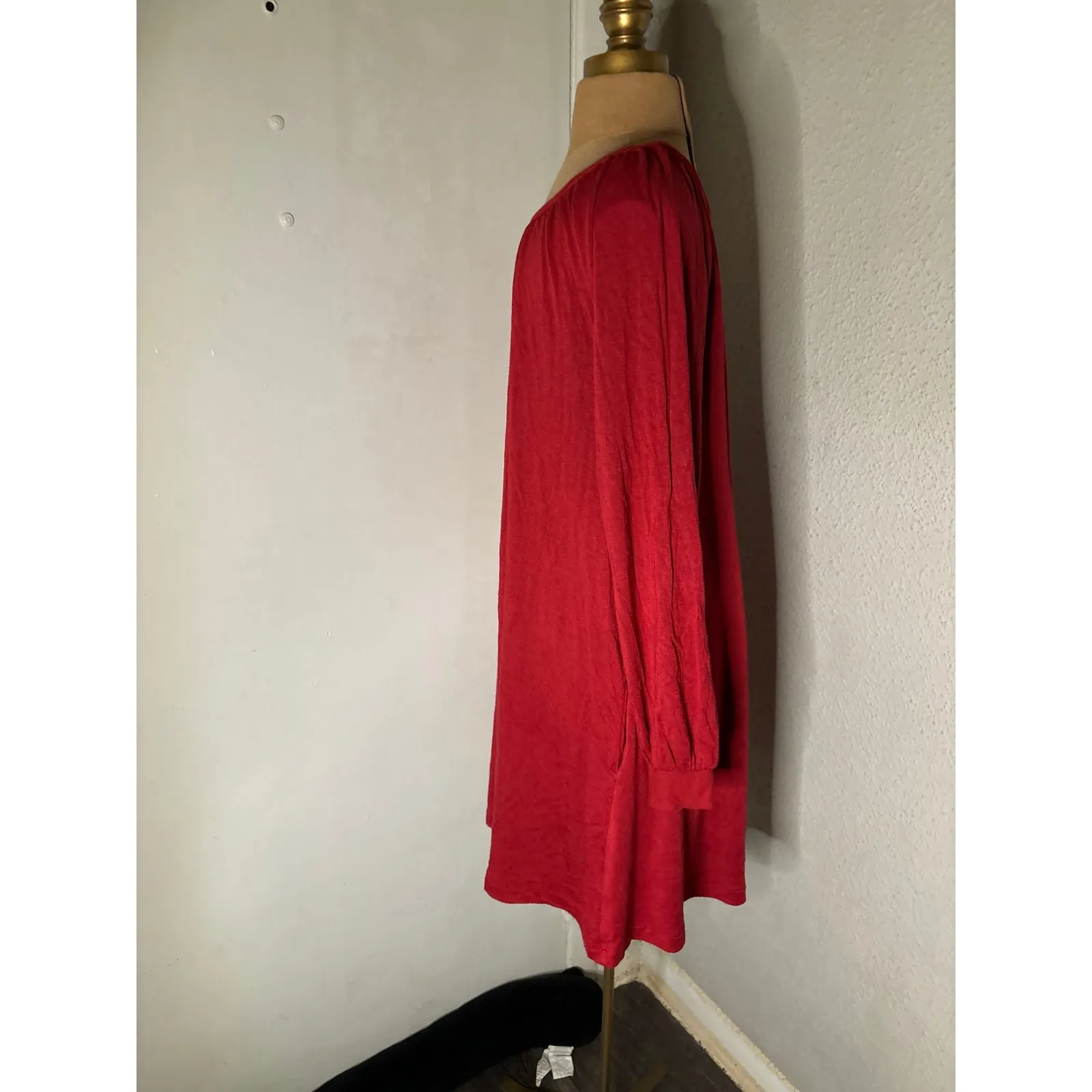 Lou & Grey Red Midi Dress S Cozycore Cherry Girl Boho Classic Costal Cowgirl - Image 5