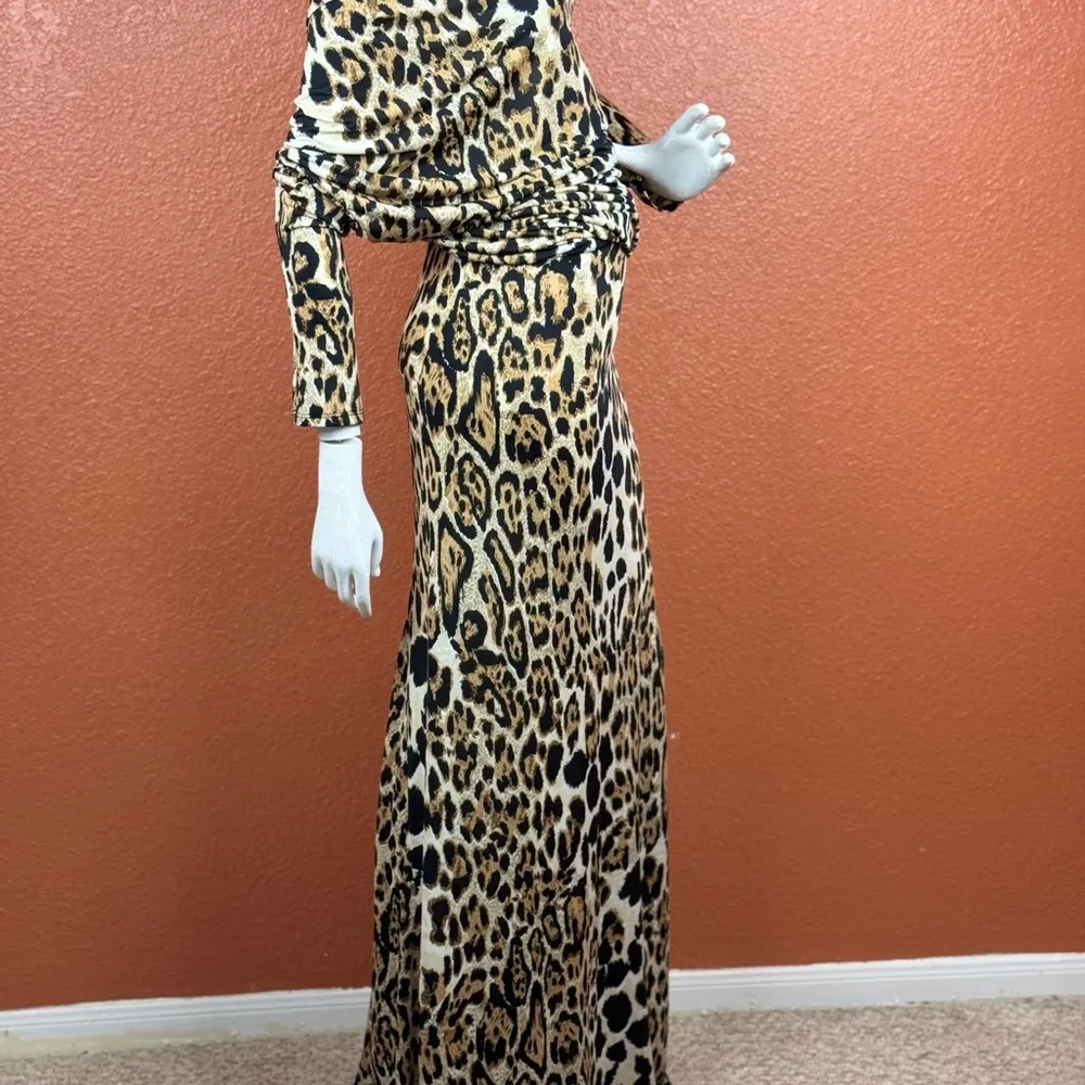 Va Va Voom leopard animal print LONG maxi dress Size Medium Large. E92 Black - Image 14