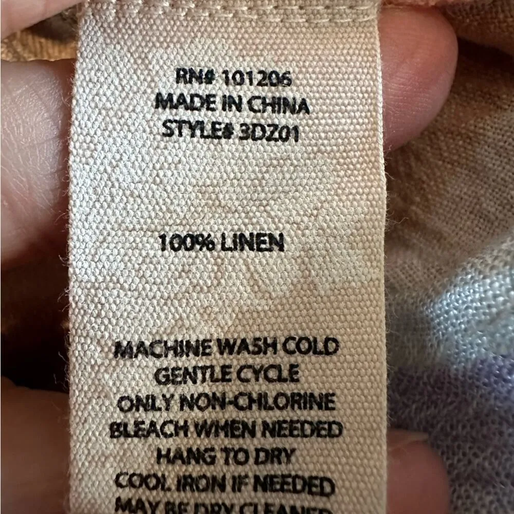 Soft Surroundings Linen Plaid Button Up Shirt Blue Pastel Gauzy Rainbow Fall - Image 6