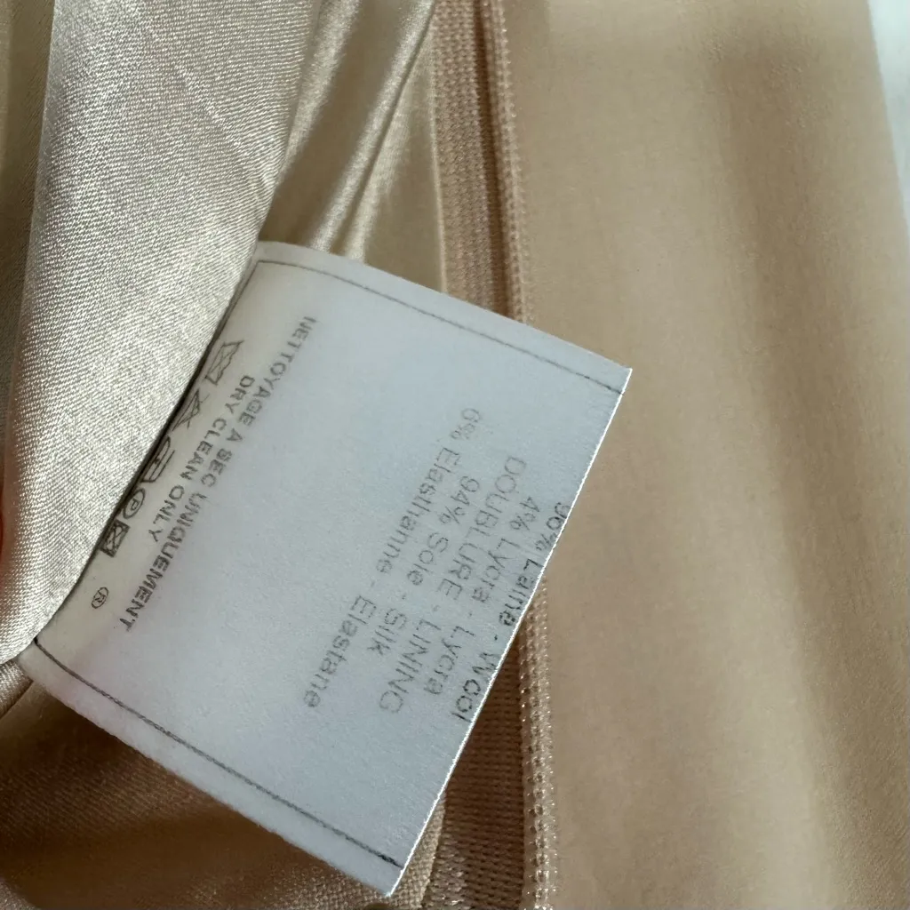 John Galliano Nude Beige Wool Silk Formal Skirt Tan Size 6 - Image 13